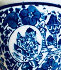 3” Blue & White Chinoiserie Tapered Round Pottery Planter Pot — photo 8