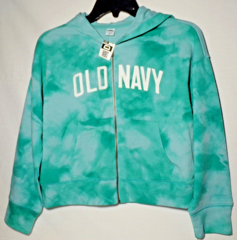 NWT Old Navy zip front hoodie seafoam green tie-dye girl's size L (10-12)