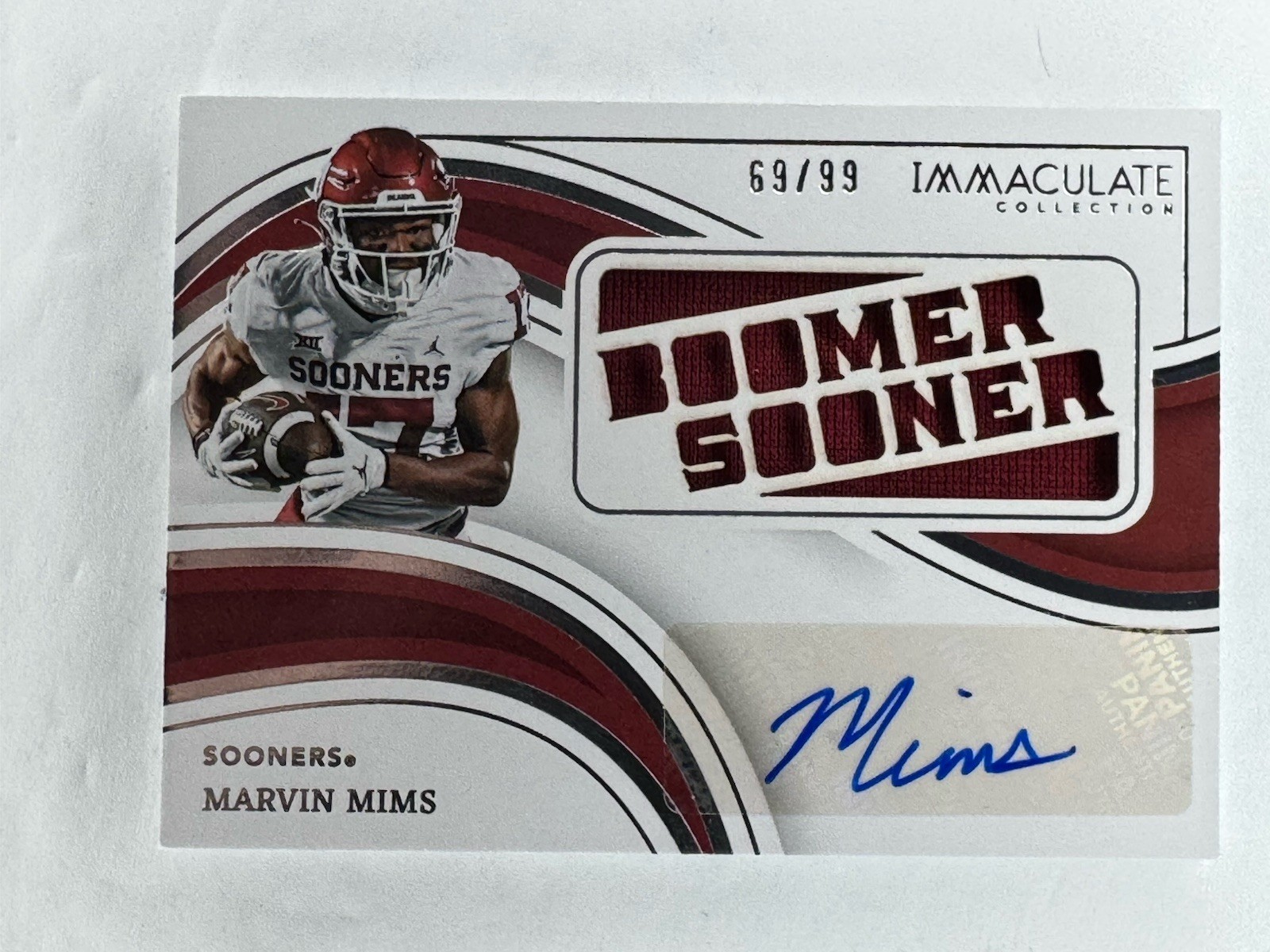 2023 Panini Immaculate Marvin Mims Rookie Patch Auto #69/99 Boomer Sooner