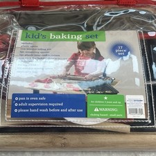 Kids Baking Set 17 Piece Cooking Kit w Apron Rolling Pin Cookie Cutters