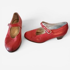 Hungarian Red Leather Folk Dance Shoes 37 Size 7