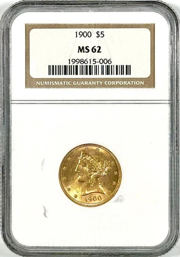 1900 $5 LIBERTY GOLD COIN MS-62 [NO RESERVE]