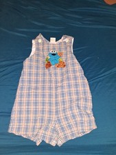 Vintage Baby Cookie Monster Sesame Street Stripes One Piece 18 Months