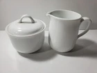 Vintage Set Corning White Creamer & Sugar Bowl with Lid USA Glossy White
