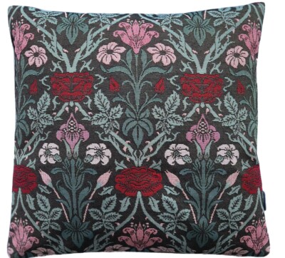Rote Rosen Kissenbezug Gewebt Gobelin Stoff William Morris 16-24 Zoll