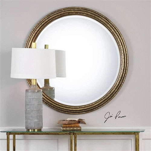 Uttermost Spera Contemporary Iron and MDF Wood Decorative Mirror in Gold - Picture 2 of 5