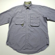 VTG Orvis Mens Shirt Medium Gray Thin Light Fishing Camp Hiker Roll Tab YR 1995