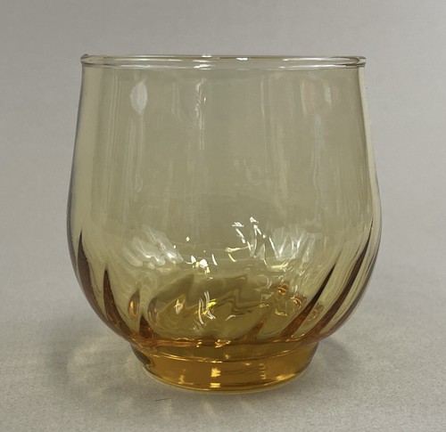 libbey tiara gold optic swirl amber tumbler glasses (set of 6) vintage 3 1/4" - Picture 2 of 4