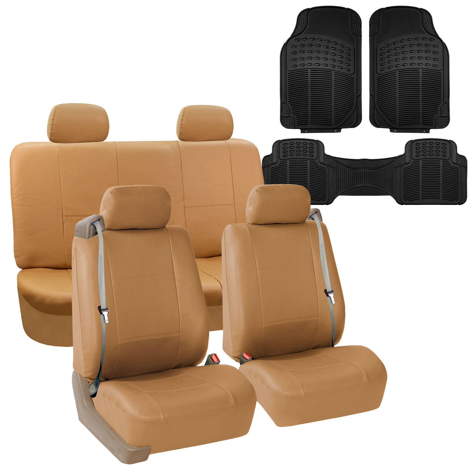 Tan Seat Covers combo for Integrated seatbelt TRUCK SUV VAN combo