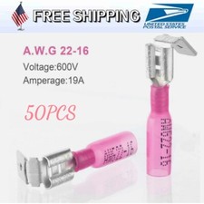 50PCS 22-16AWG Heat Shrink Wire Connectors Crimp Piggyback Spade Terminals