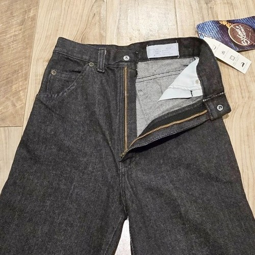 NOS Vtg Street Worn Black Jeans 12 Slim Girls High Rise Straight Leg 23.5X27.25 - Picture 6 of 17
