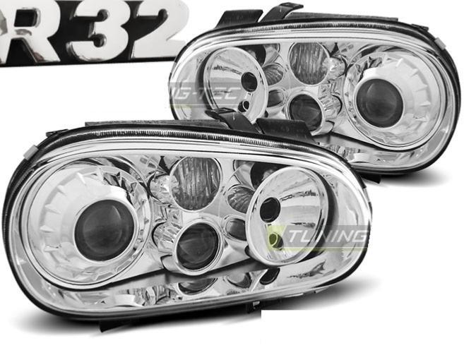 Phares VW Golf 4 97-03 look R32 chrome optiques avant de rechange