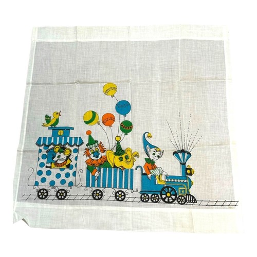 Vintage Circus Train Cotton Curtain Fabric Kitsch Elf Panels 30.75" Set Of 2 - Picture 2 of 4