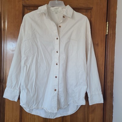 Favorite Daughter The Information Women s Cream Button Down Shirt Size XS