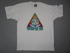 Vintage Top Gun 10K Shirt Mens XL White Screen Stars Best 1992 Naval Air Station