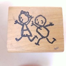Good Stamps Stamp Goods Running Boy Girl Rubber Stamp 2x1.75-Inches