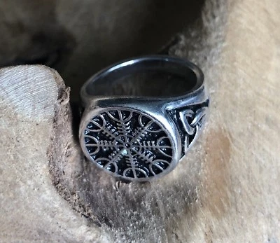 Ring Aegishjalmur Triqueta Götter Thorshammer Viking Mittelalter R1.13