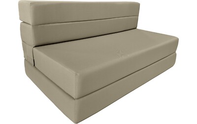 Twin Lounger Folding Foam Mattress, Flip Sofa Bed Sit Sleep 6x39x80 Tan