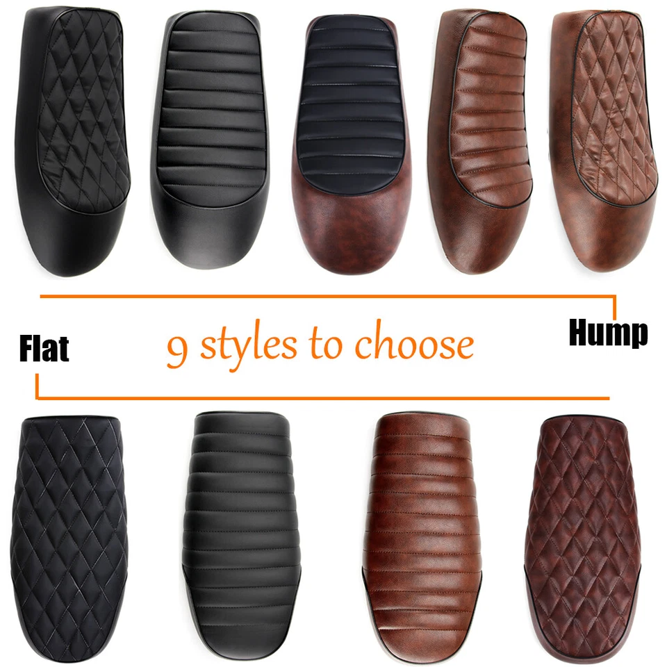 Motorcycle Hump Flat Brat Cafe Racer Saddle Vintage Seat For Honda CB Yamaha XJ - Image 2 of 4