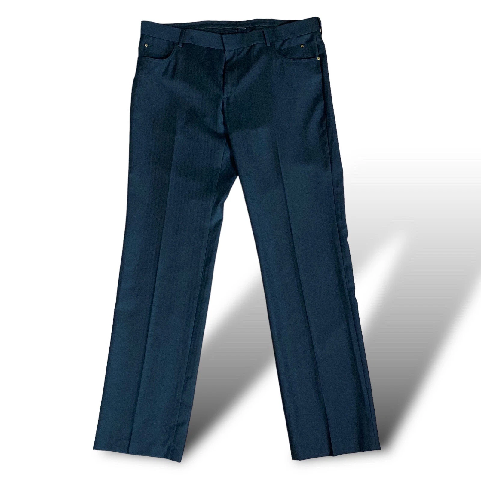 Pantalon pantalon pantalon pantalon femme Gucci laine/mohair rayé noir authentique 54R/40