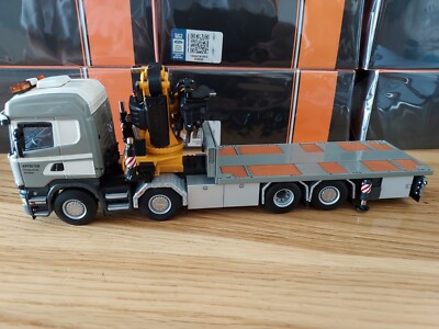 WSI SCANIA R STREAMLINE 8X4 RIGED FLAT BED FASSI 1100=JIB SCALE 1.50