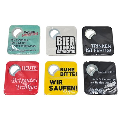 Flaschenöffner Bierdeckel Set Getränkeuntersetzer Untersetzer Party Männerabend