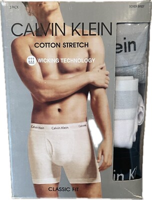 Calvin Klein Cotton Stretch 3-Pack Men's Underwear Trunks Black/White/Grey