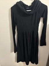 Splendid  Dress Womens Medium Black Body Con Cotton Blend Cowl Neck