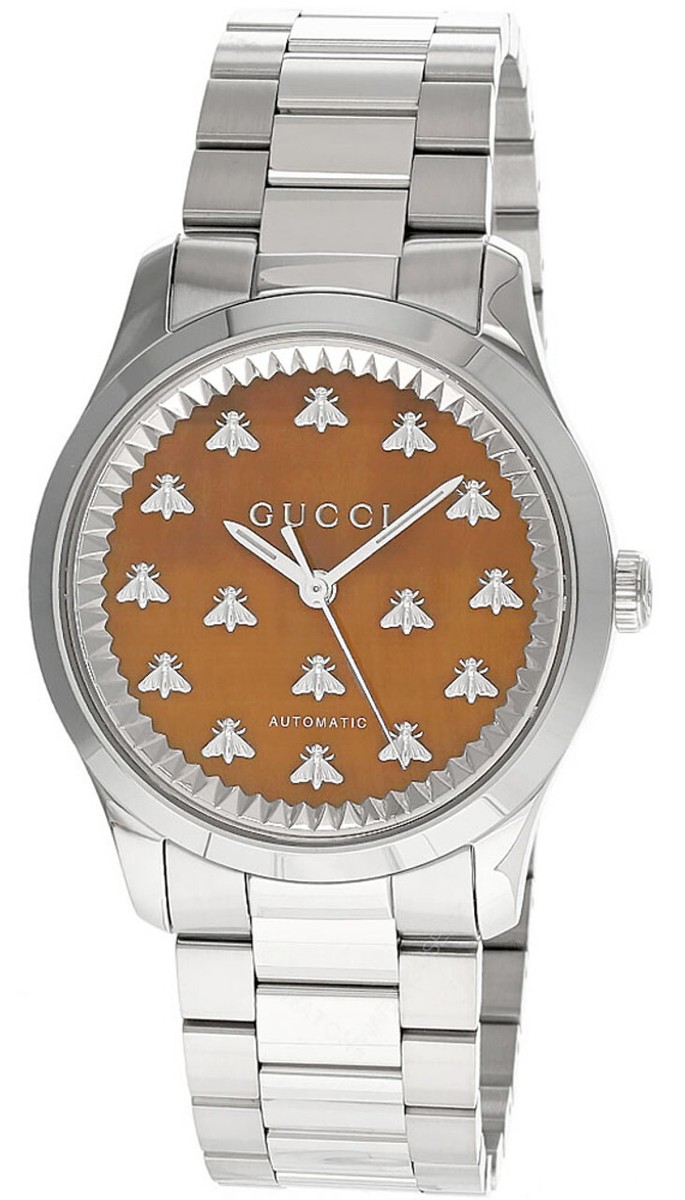 Gucci G-Timeless 38mm Auto Brown Dial SS Unisex Watch YA1264177 | eBay