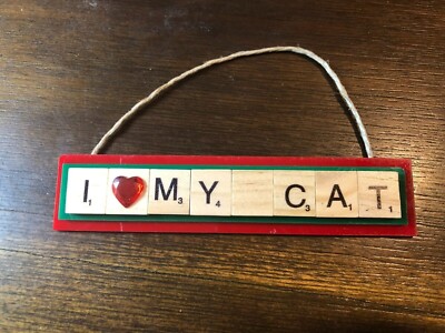 I Love My Cat Pet Christmas Ornament Scrabble Tiles HandCrafted in USA
