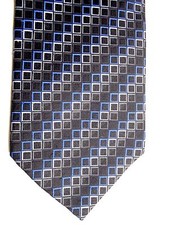 Roberto Villini Men's Silk Tie 58.5" X 4" Black w/ Multi Color Squares Striped