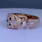 1.50Ct Round Real Moissanite Party Ware Panther Unisex Ring 14K Rose Gold Plated