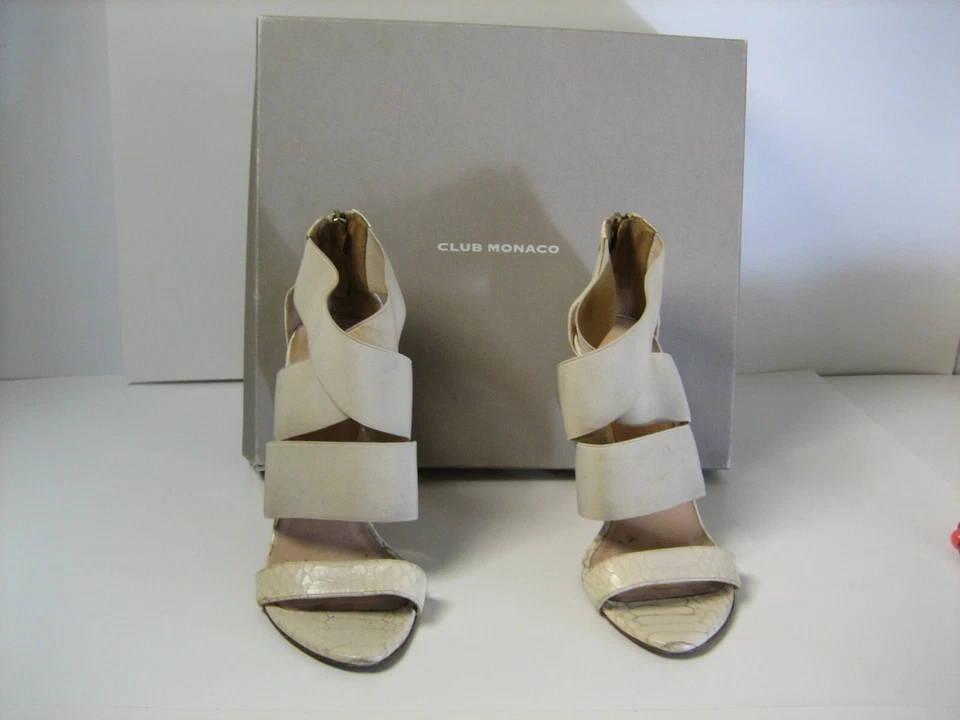 Sandálias femininas Club Monaco gladiador salto cruzado creme 7,5 PRÓPRIAS - Imagem 4 de 4