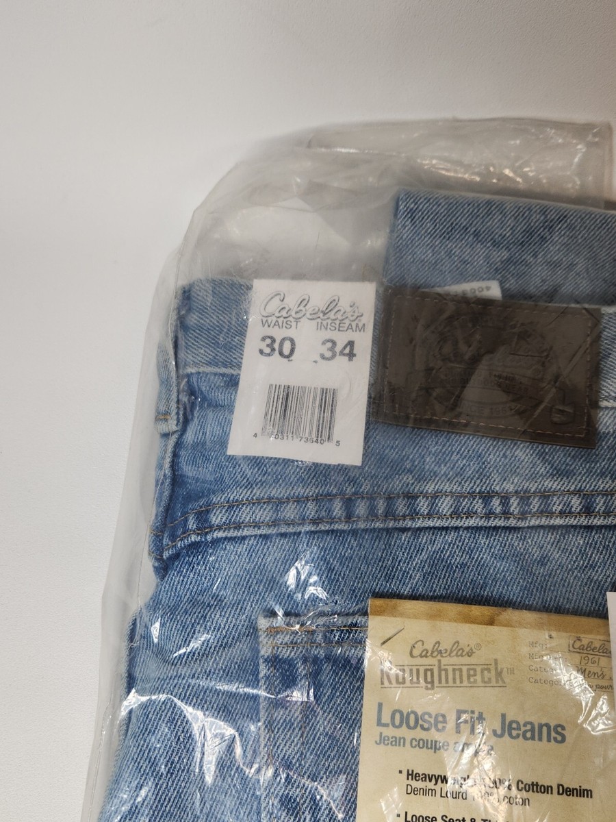 Cabela's 30x34 Jeans Roughneck Loose Fit Dark Stone Wash Denim
