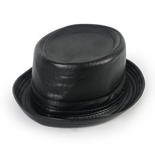 Cute Fedora Hat - Lightweight Breathable Mesh Crushable Faux Leather Pu-black