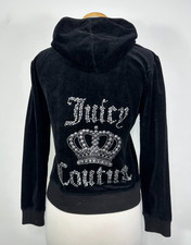 Y2K Juicy Couture Black Label Velour Full Zip Hoodie Juniors Size XL