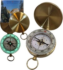 Glow in the Dark Brass Pocket Compass   Water...