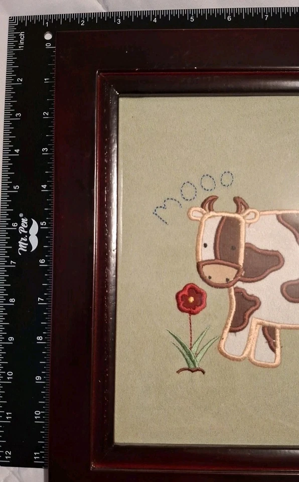 NUEVO Arte de pared de casa de campo línea para niños 3 animales de tela enmarcados usados pero lindos Foto 2 de 4