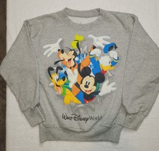 Walt Disney World Youth Sweatshirt Mickey Donald Pluto Goofy Front & Back Size M