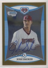 2008 Bowman Chrome Prospects Prospect Gold Refractor 32/50 Josh Smoker Auto 9wb