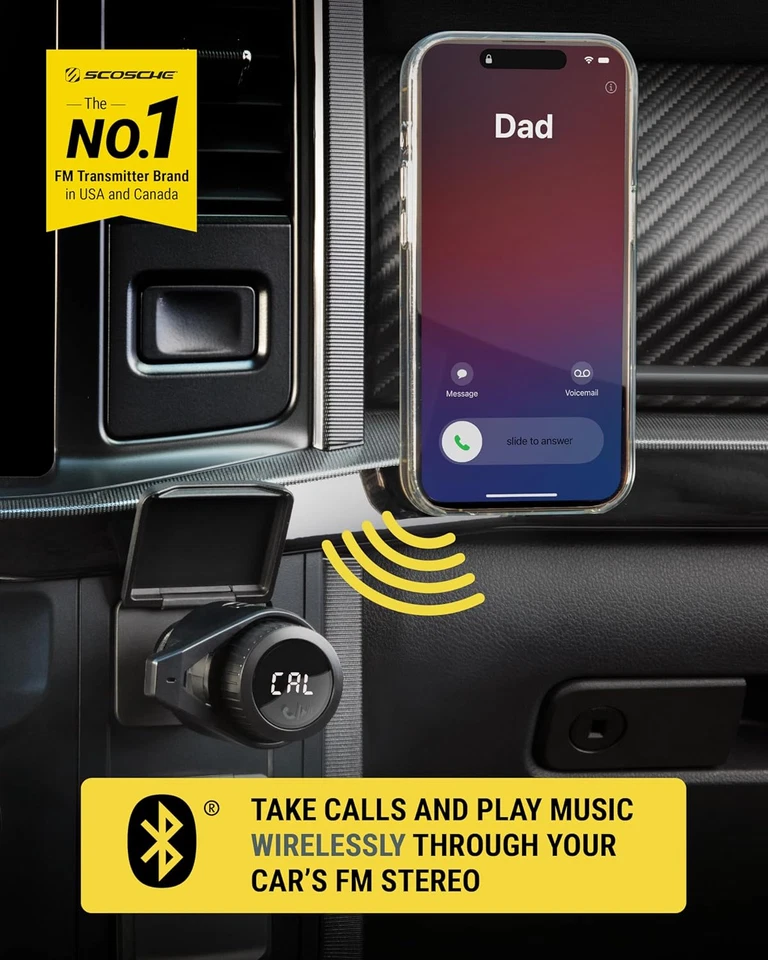 Scosche BTFM9 FM Bluetooth Transmitter Car, Dual 12W USB-C and USB-A Charging Po - Image 2 of 4