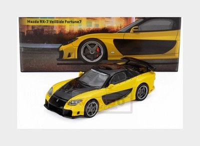 1:64 Asphalt Veilside Fortune 7 (Mazda Rx7) 2019 gelb schwarz T64G-075-YE Modell