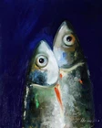 fish stylish modern art Oil painting UKRAINE DEMENKO NATALIA 8X10