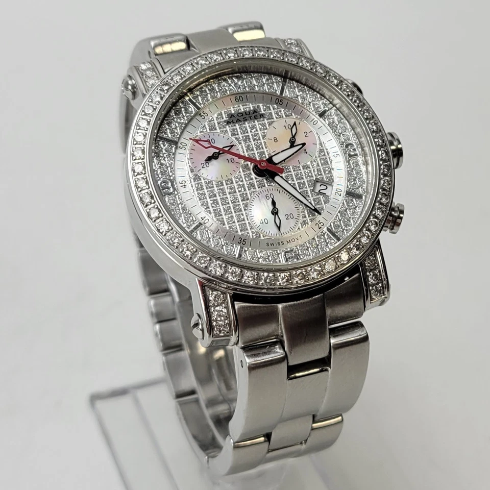 Aqua Master Luxury Unisex SAM94L Diamond Chronograph Watch 37mm - Image 2 of 4