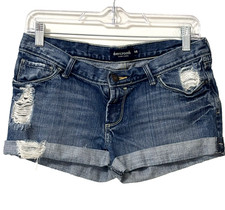 Abercrombie Demin Shorts Blue Distressed Low Rise Cuffed Mini Jean Sz 16 R Girls