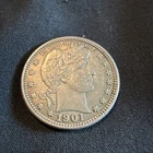 1901 P Barber Quarter - U.S. 25 cents silver coin ungraded