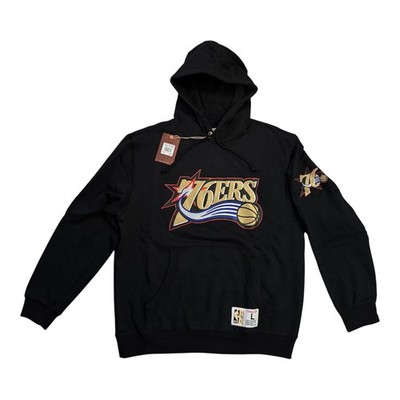 Philadelphia 76ers NBA Mitchell & Ness Men's Black Game Time Fleece Hoodie NWT