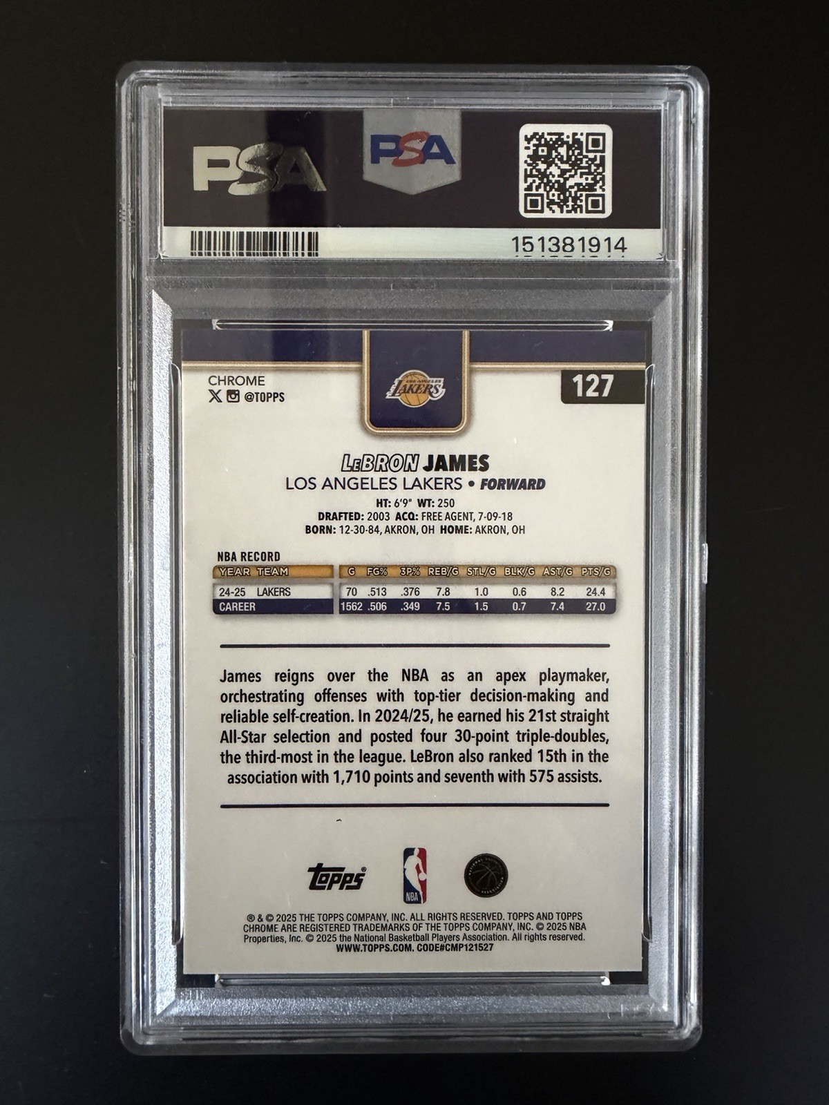 2025-26 Topps Chrome - LeBron James #127 Red White & Blue Refractor view 2