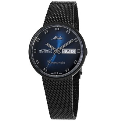 New Mido Commander Shade Blue Dial Black Steel Men's Watch M8429.3.25.11