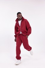 Men's Oversized Tracksuit Set - RED Heavyweight Cotton Fleece size :XL